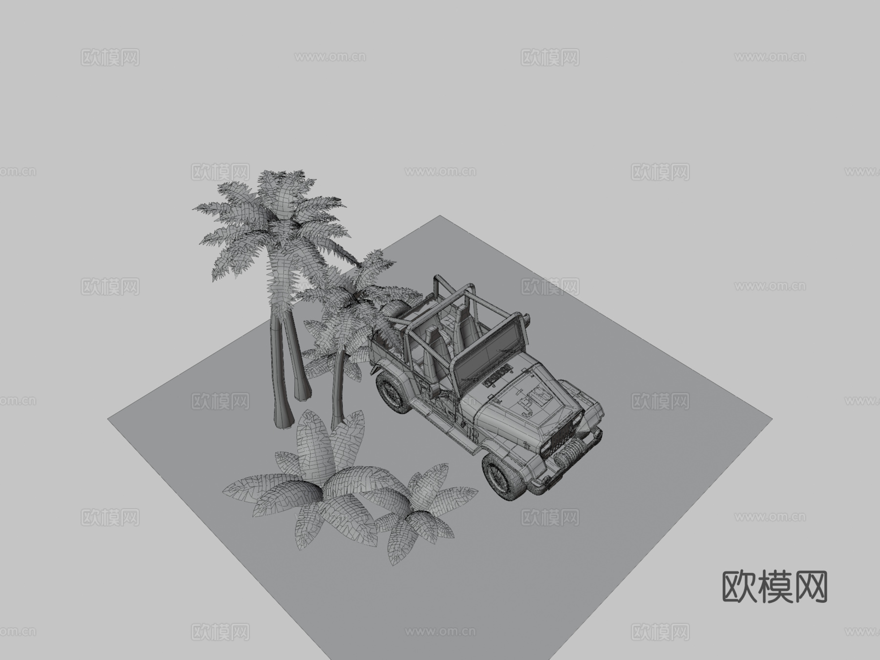 侏罗纪公园吉普18低多边形su模型