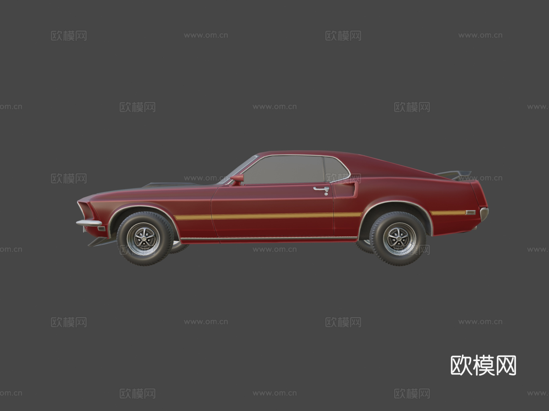 低多边形汽车 - 福特野马 Mach 1 351 1969su模型