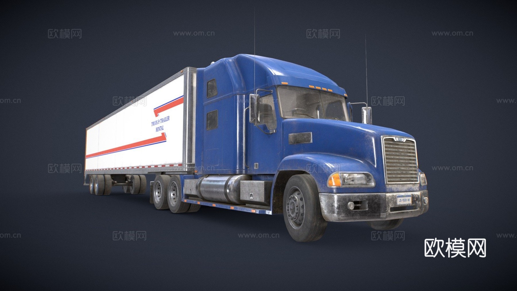 半挂车货车拖车 - 低多边形su模型