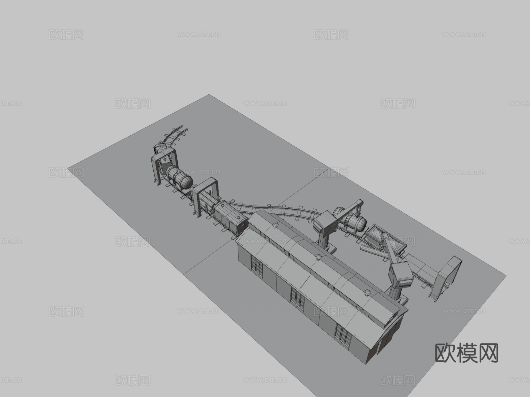 立方体火车站su模型