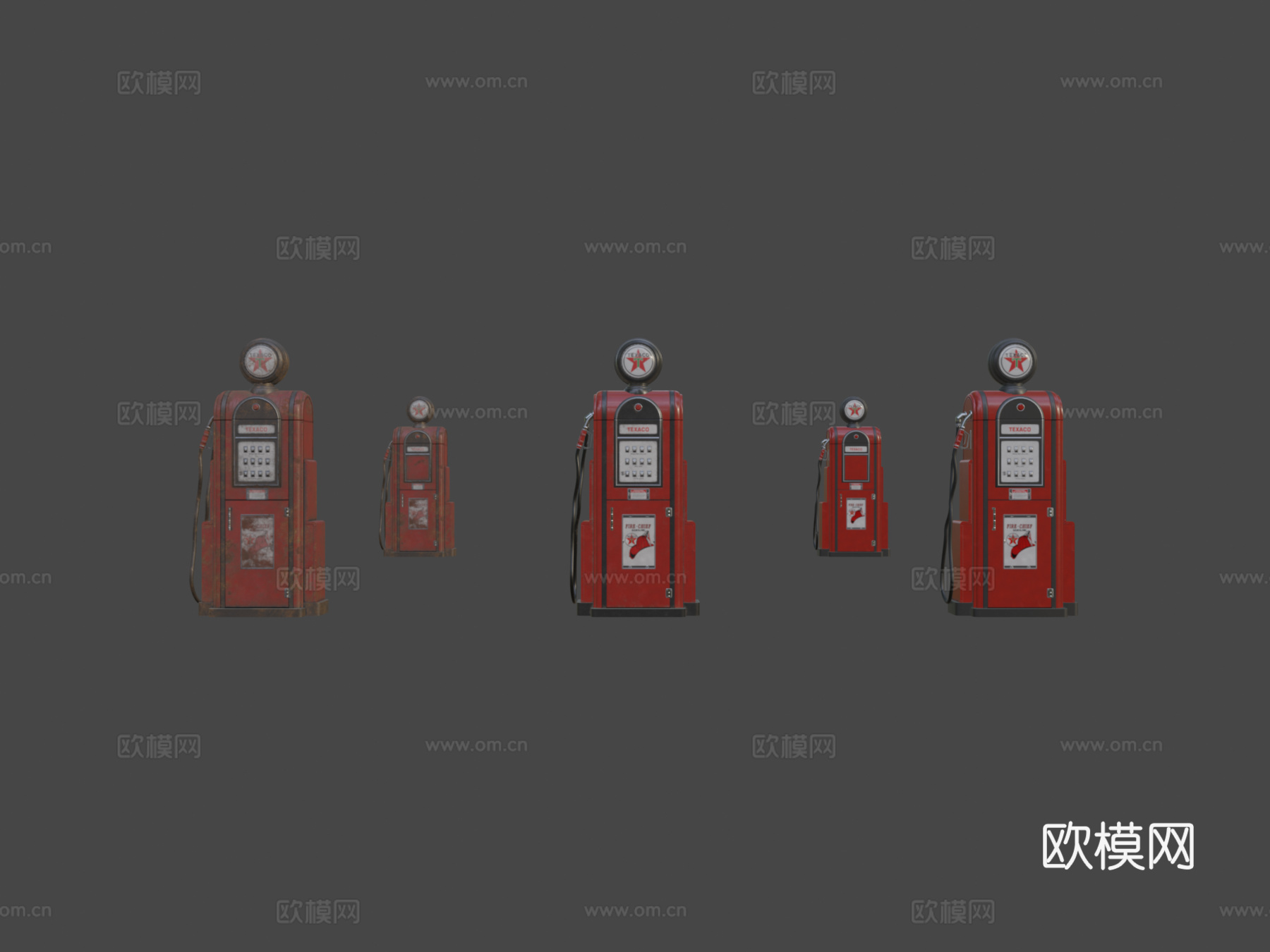 加油泵 - 德士古60年代（清洁、使用过和脏污）su模型
