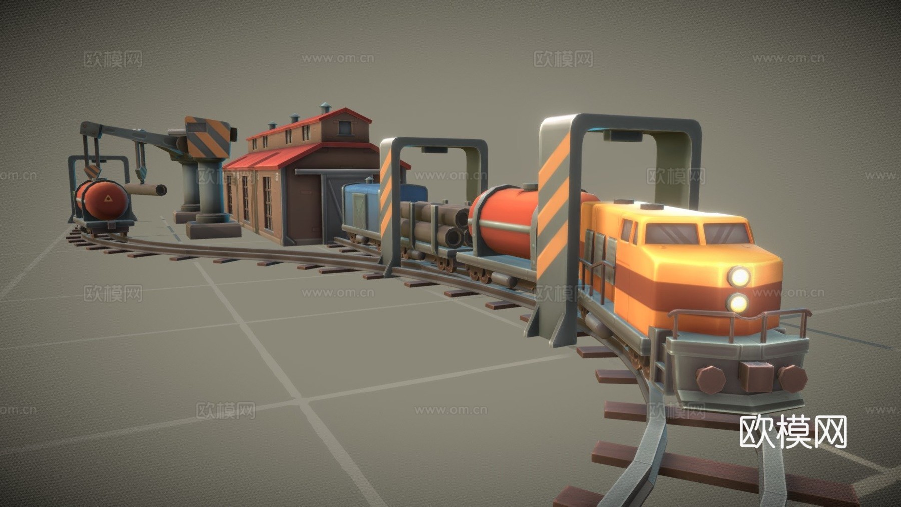 立方体火车站su模型