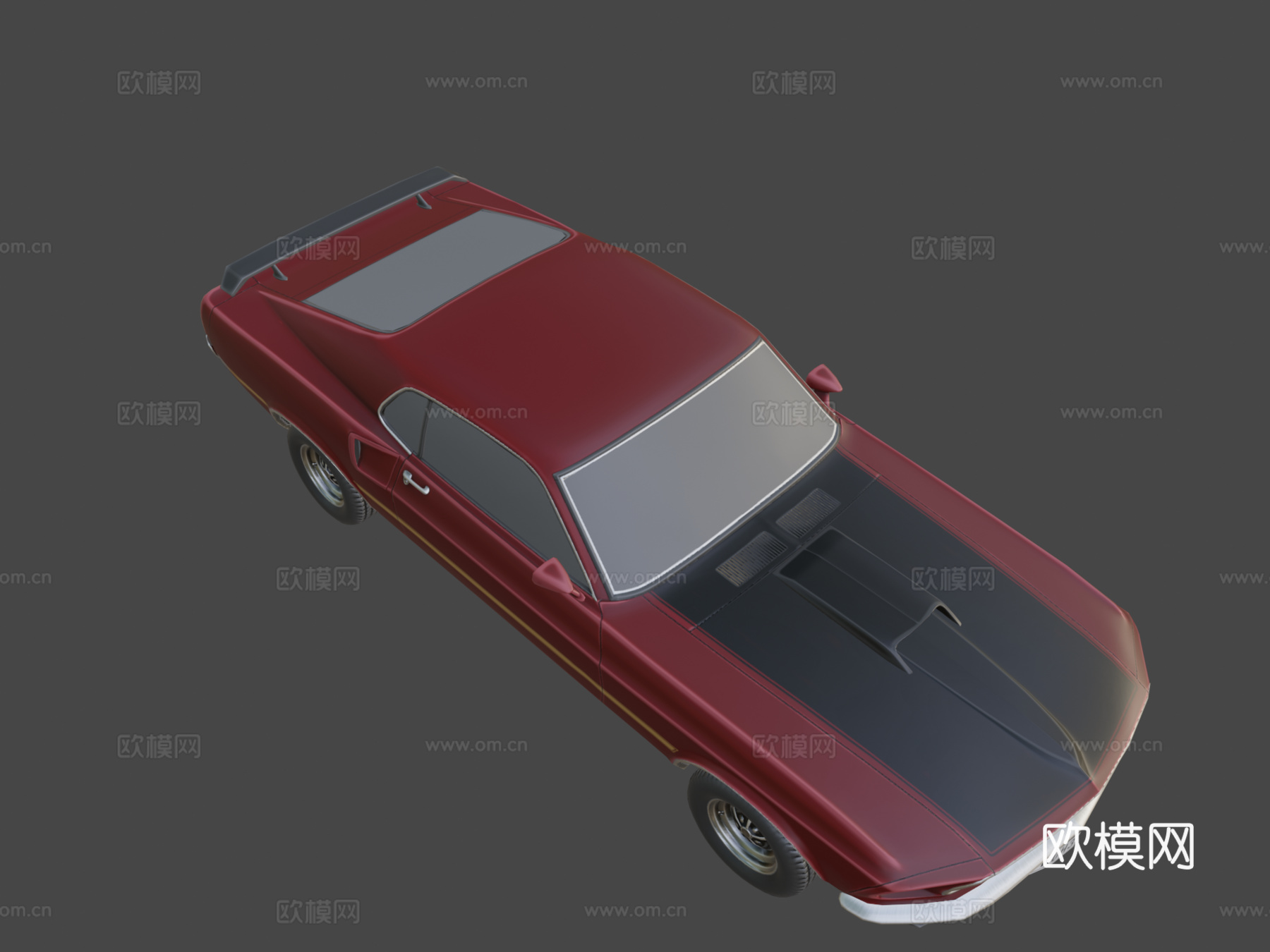 低多边形汽车 - 福特野马 Mach 1 351 1969su模型