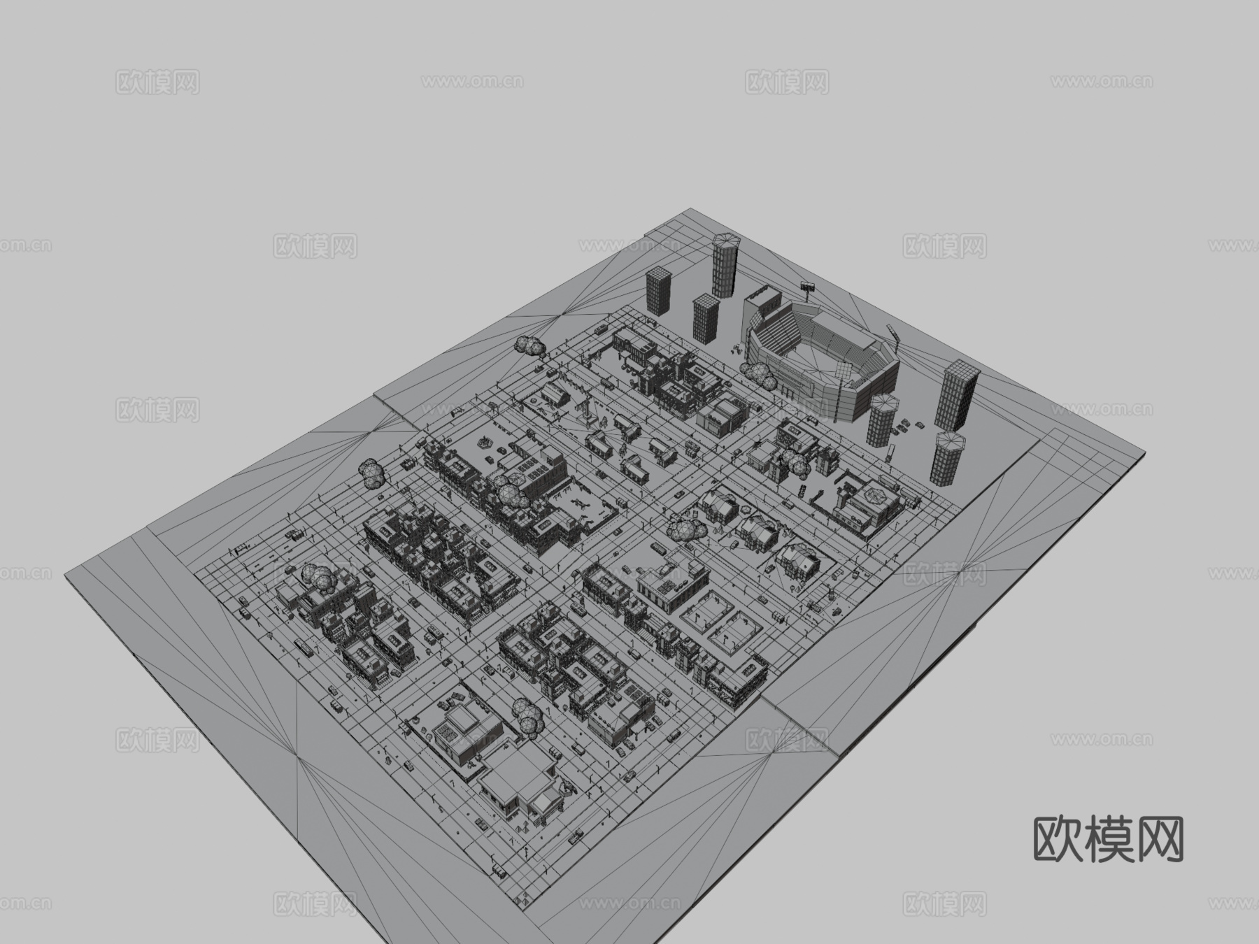 低多边形城市包su模型