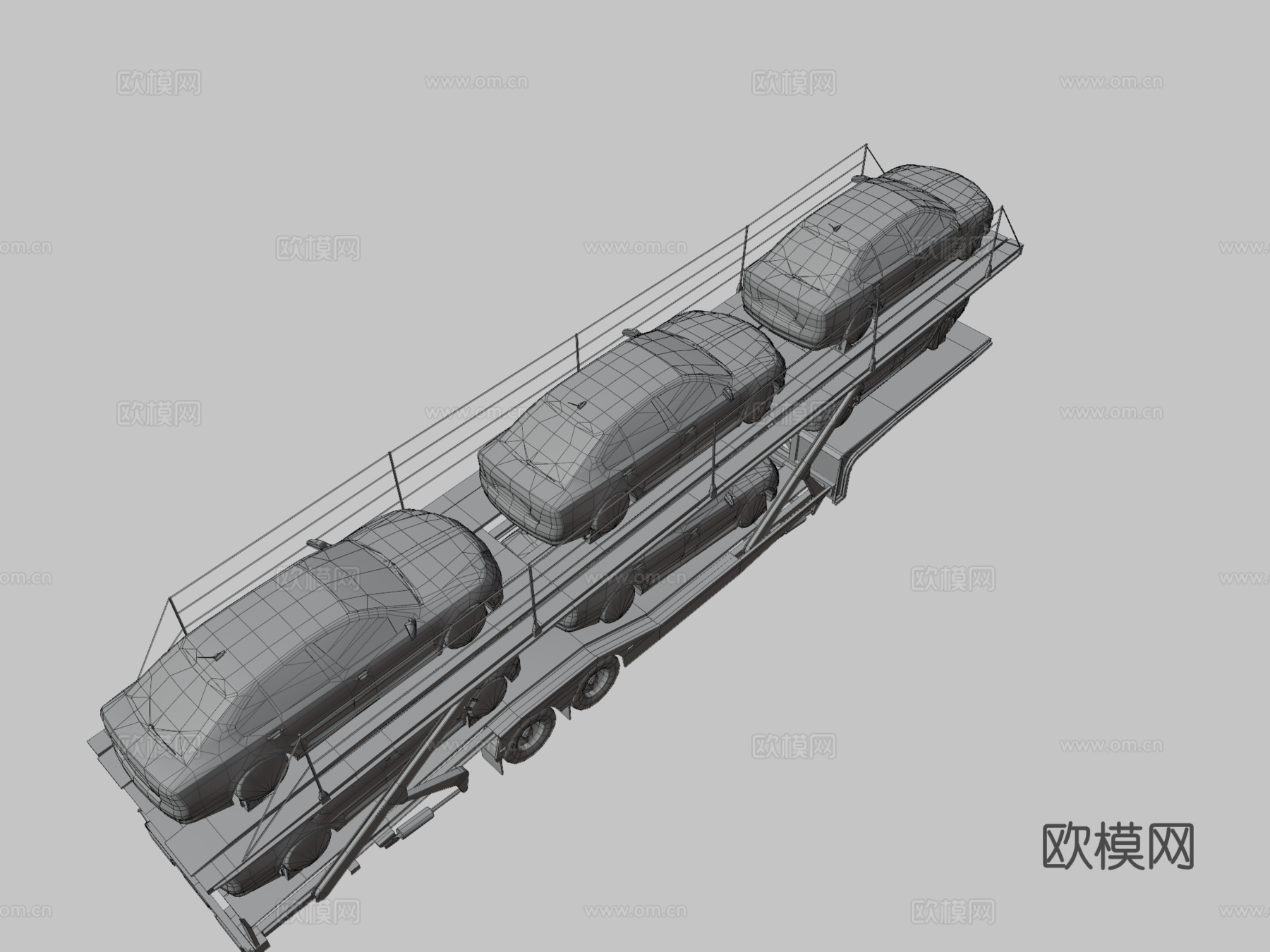 汽车运输拖车su模型