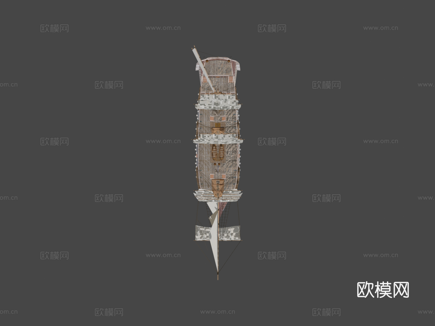 线列战舰 80 门炮su模型