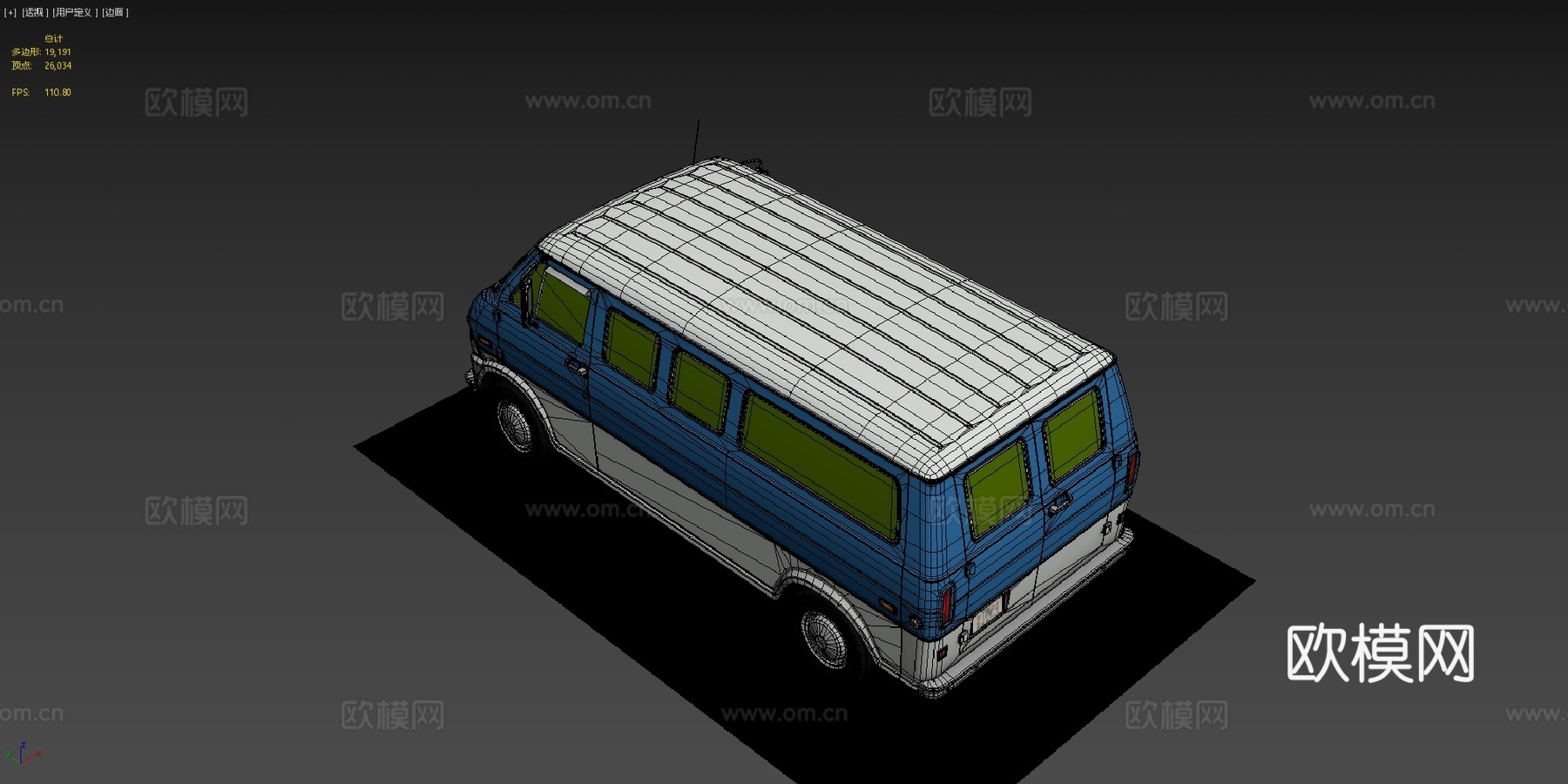 复古厢式货车su模型