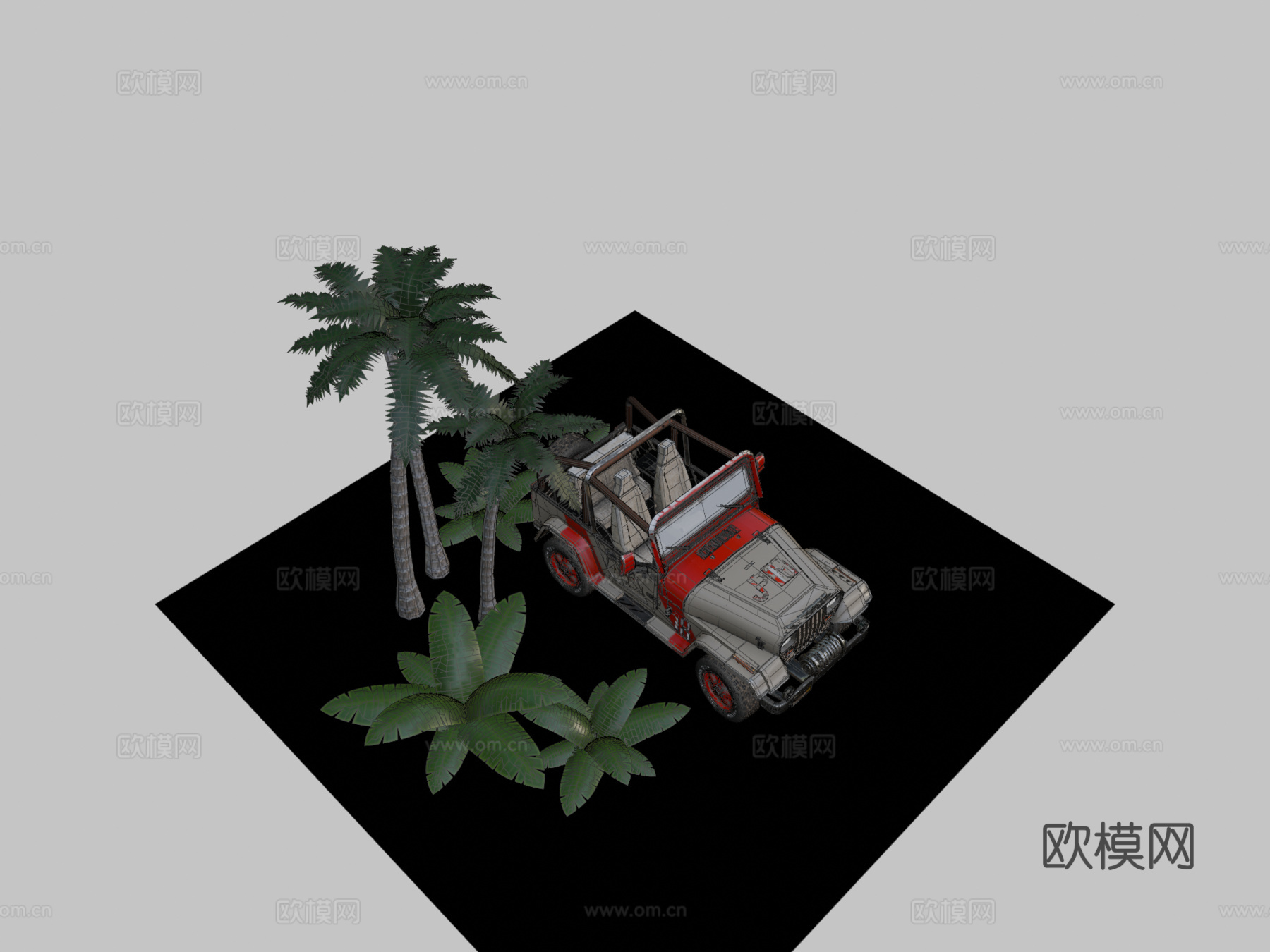 侏罗纪公园吉普18低多边形su模型