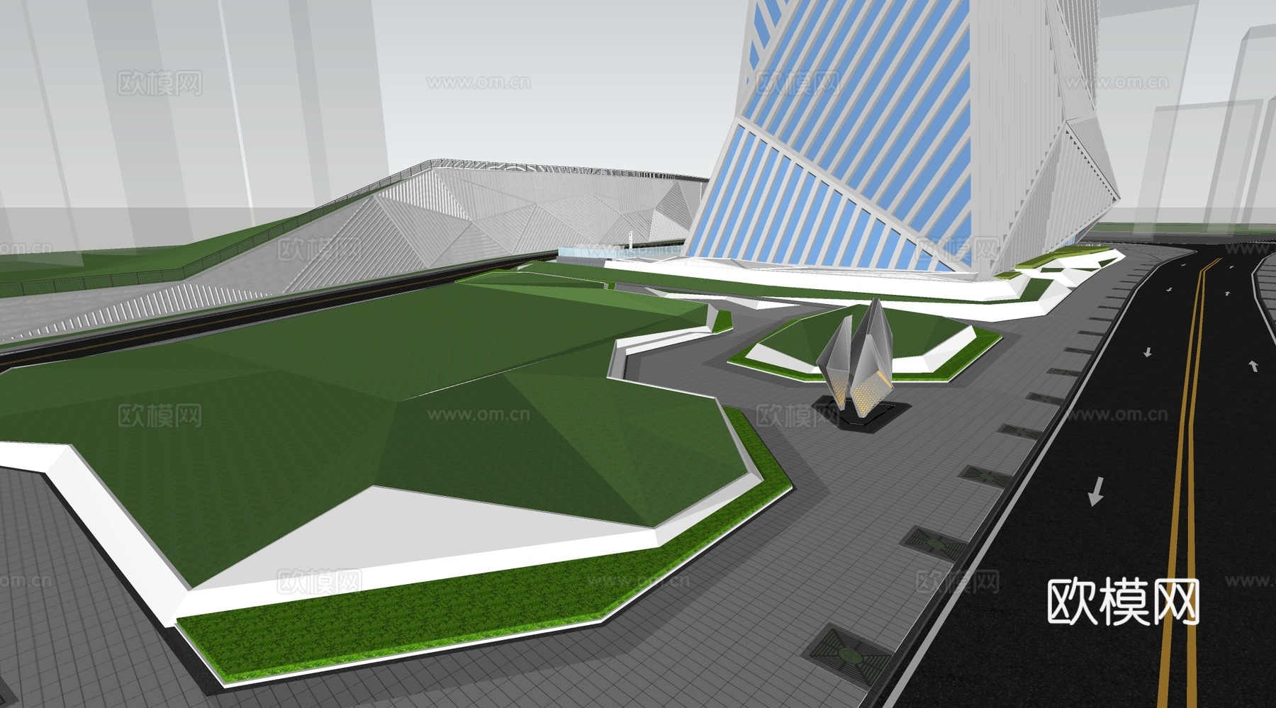 现代办公景观 写字楼su模型