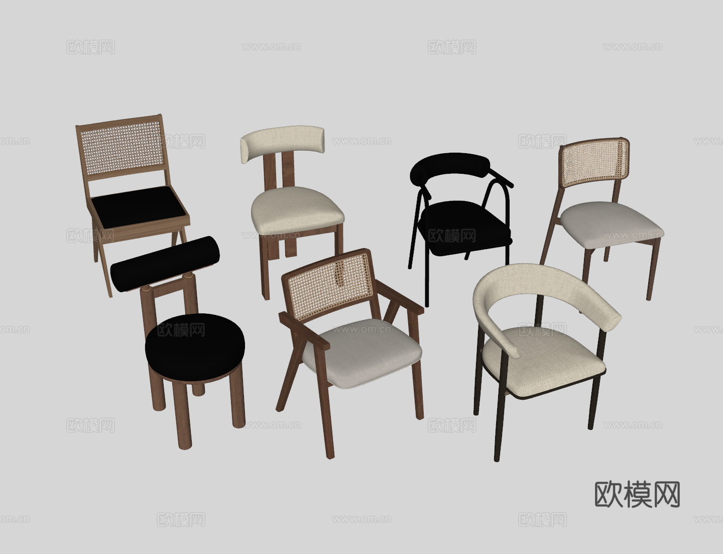 侘寂单椅su模型