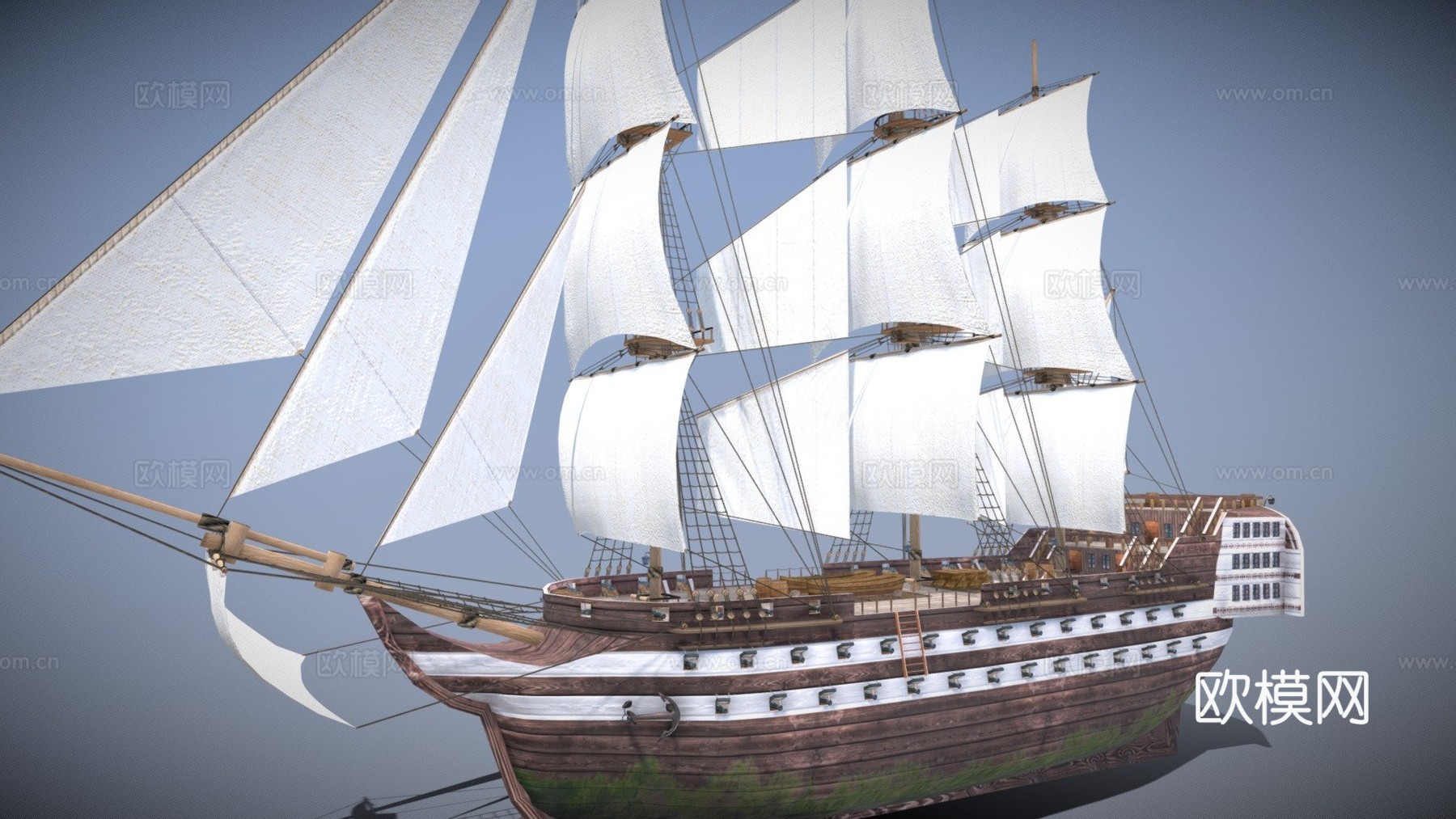 线列战舰 80 门炮su模型