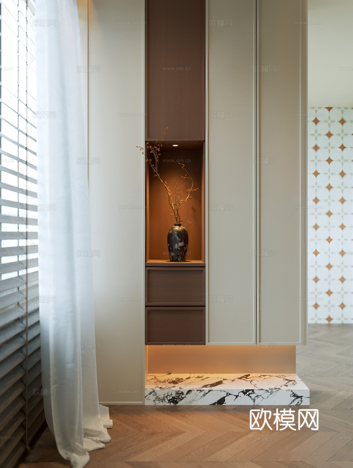 中古风玄关3d模型