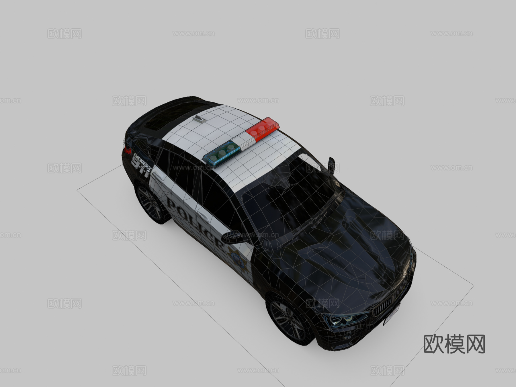 低多边形通用SUV警车su模型