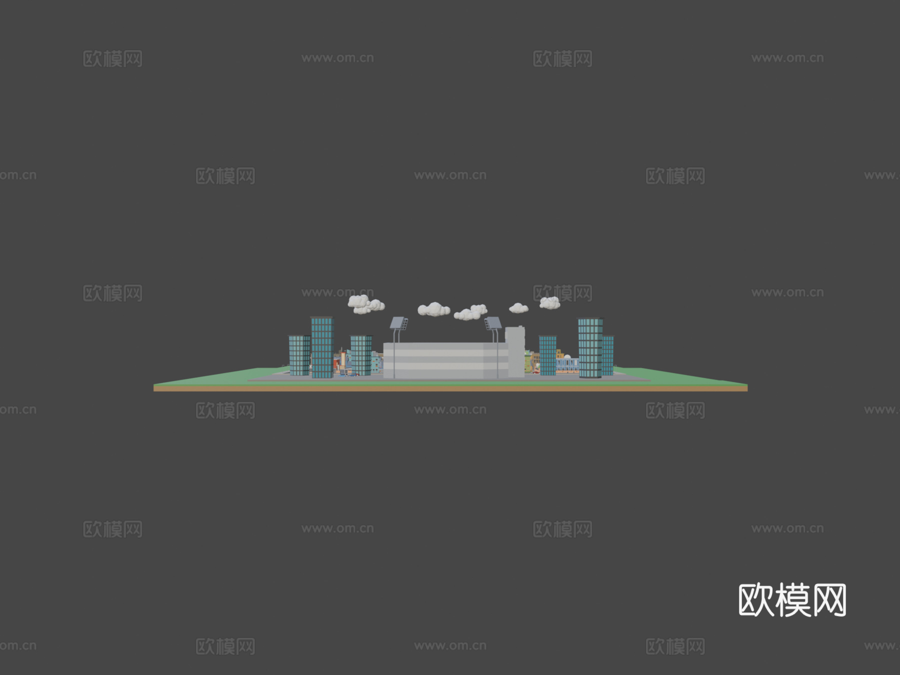 低多边形城市包su模型