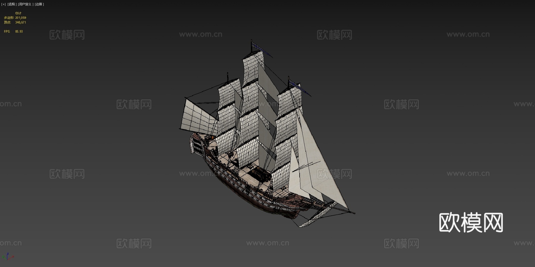 线列战舰 80 门炮su模型