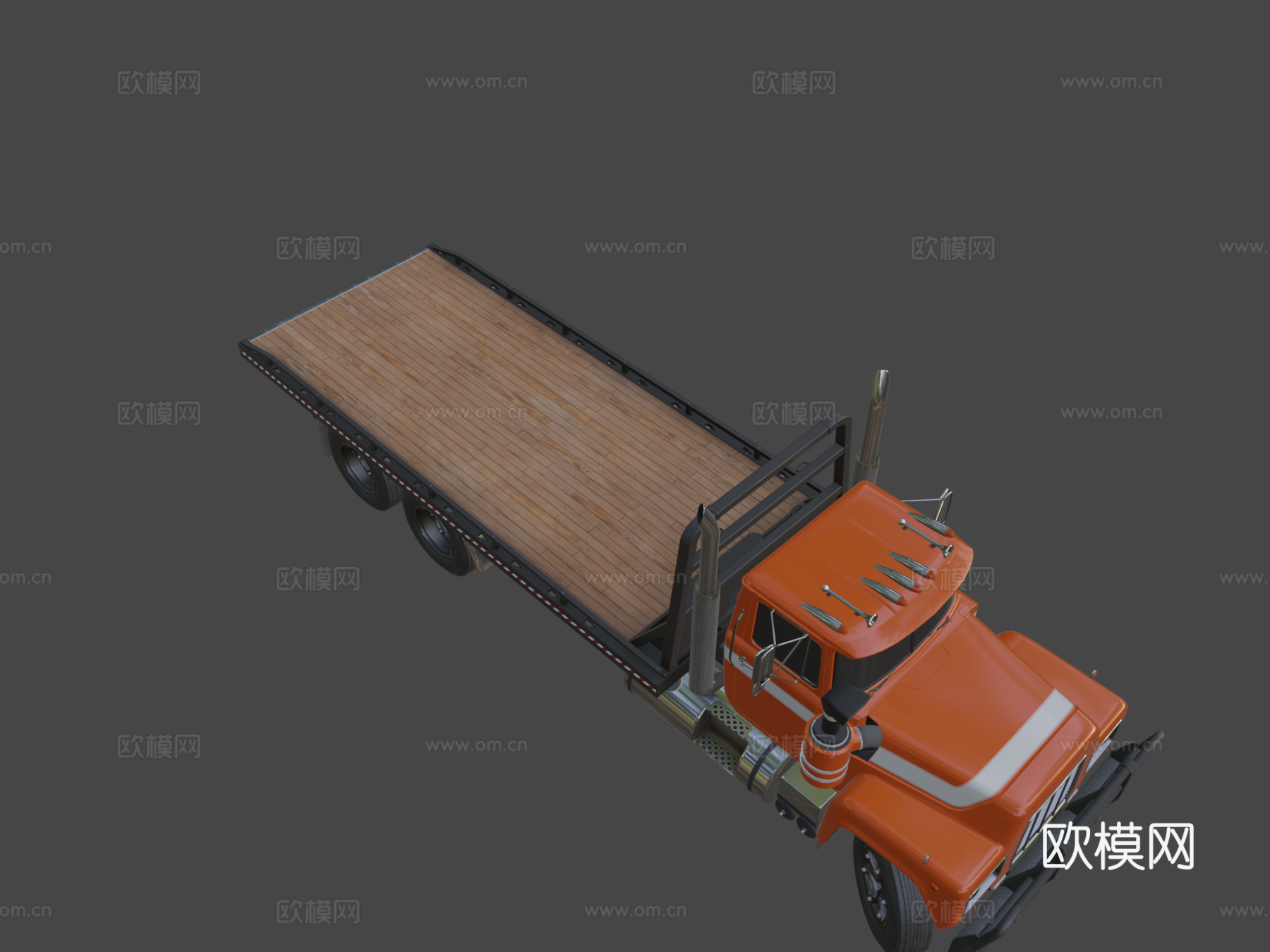 工业平板卡车su模型