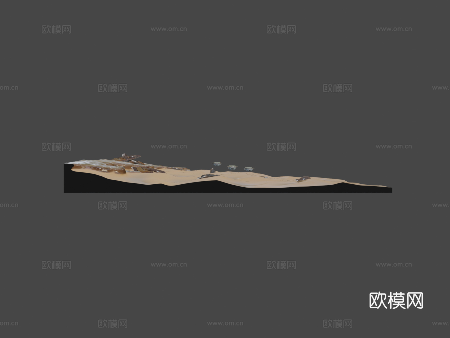 沙漠，飞船墓地su模型