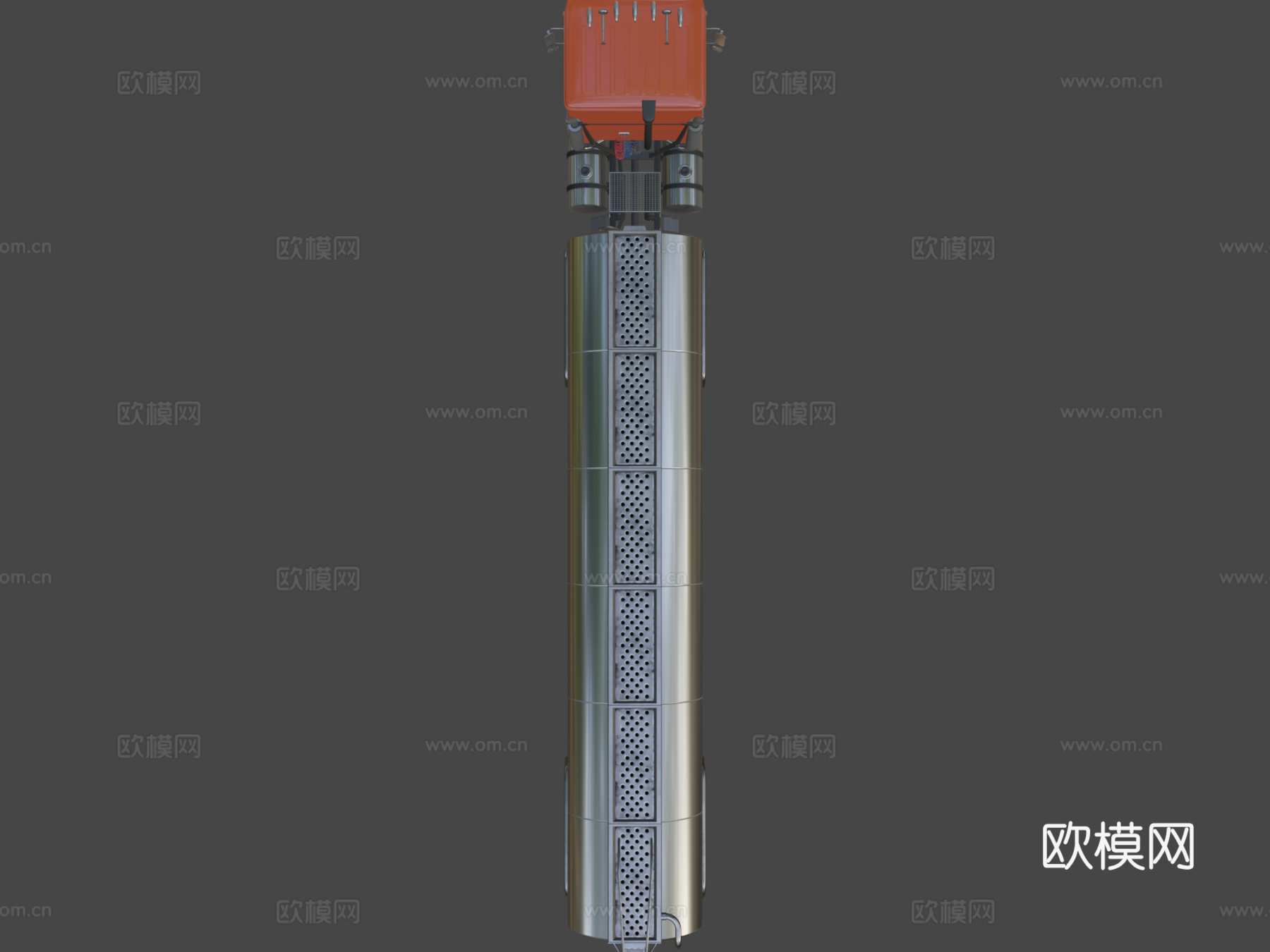 工业平头油罐半挂车su模型