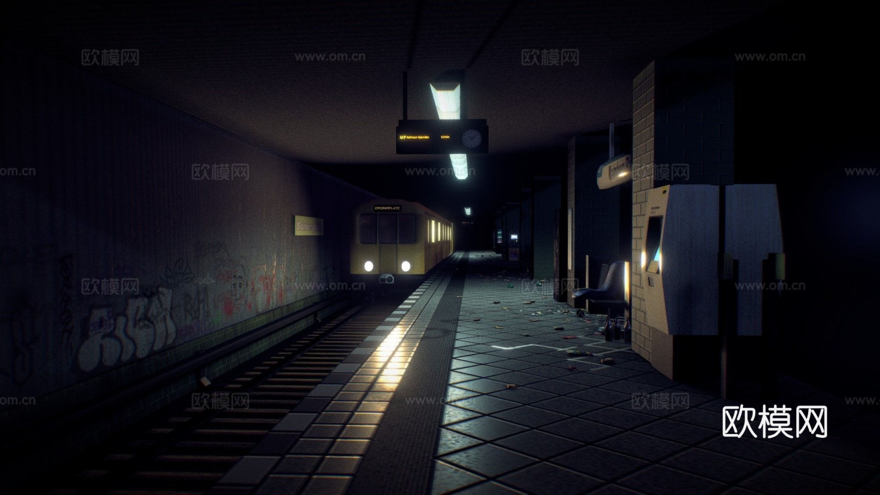 低多边形柏林地铁站su模型