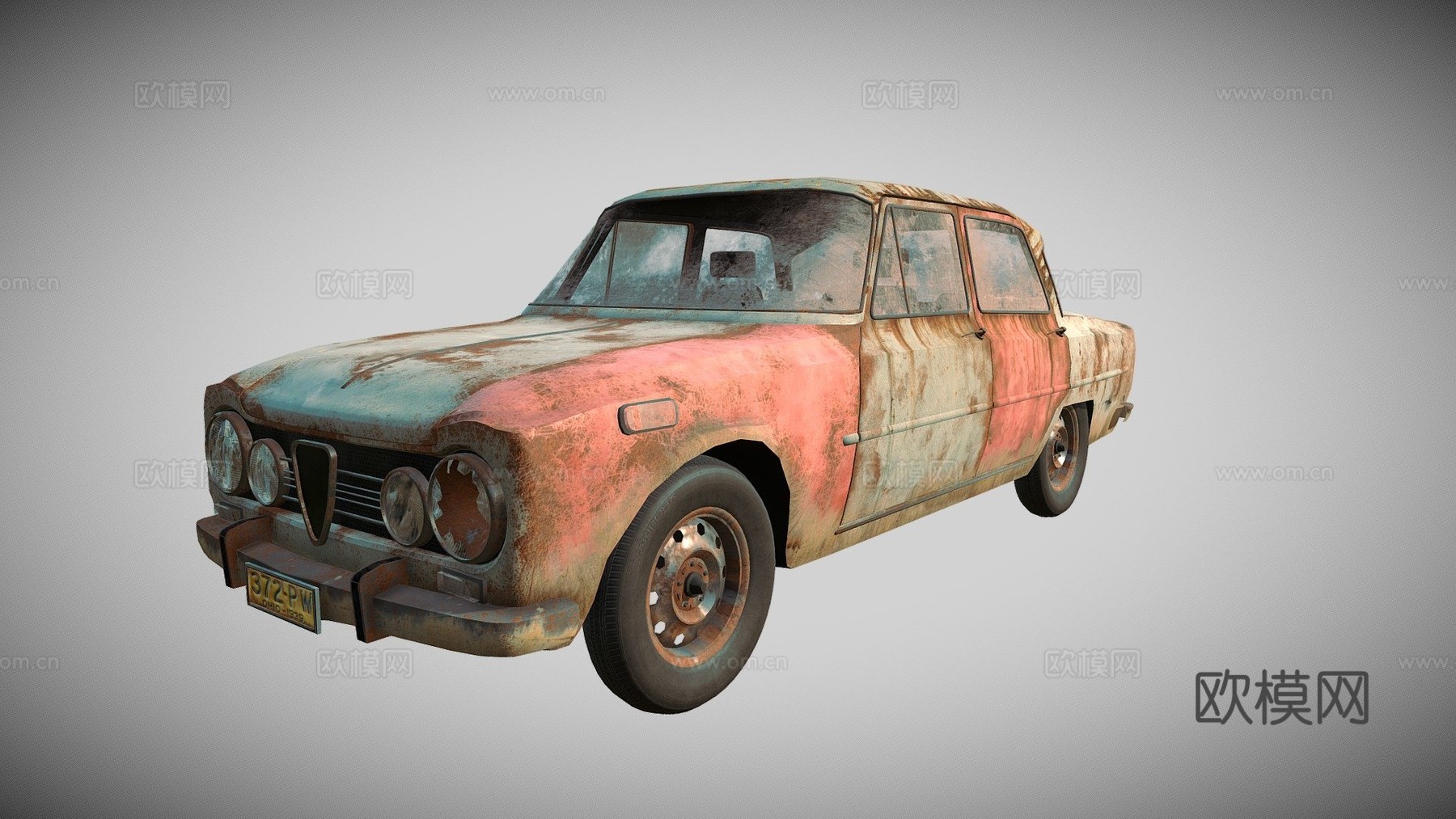 生锈的阿尔法罗密欧旧车su模型