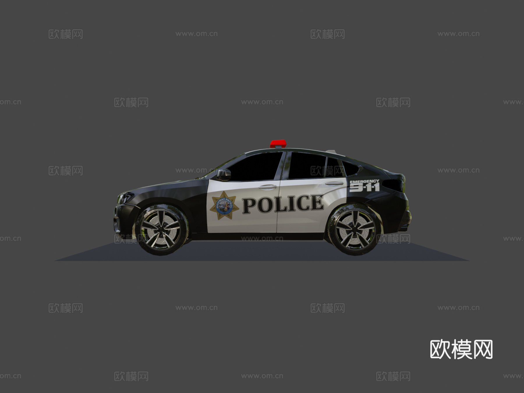 低多边形通用SUV警车su模型