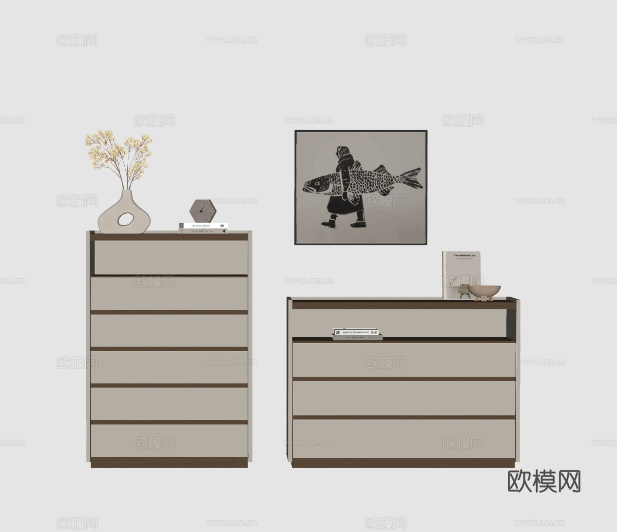 现代装饰柜su模型