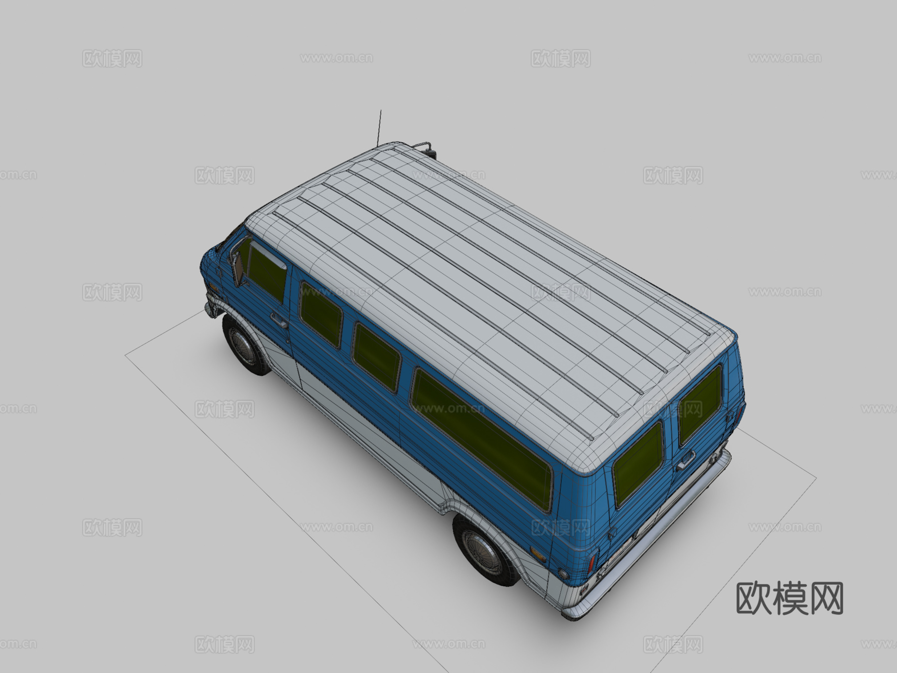 复古厢式货车su模型