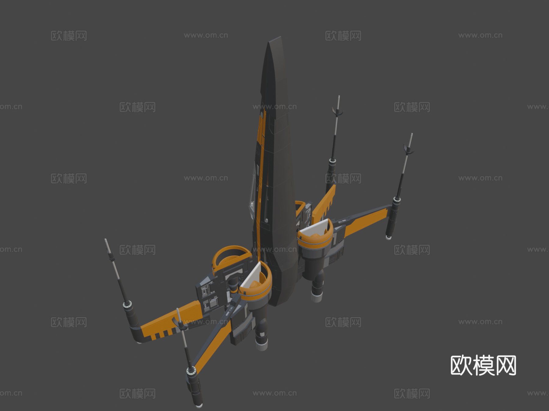 波·达默龙黑色X翼战斗机（原力觉醒）su模型