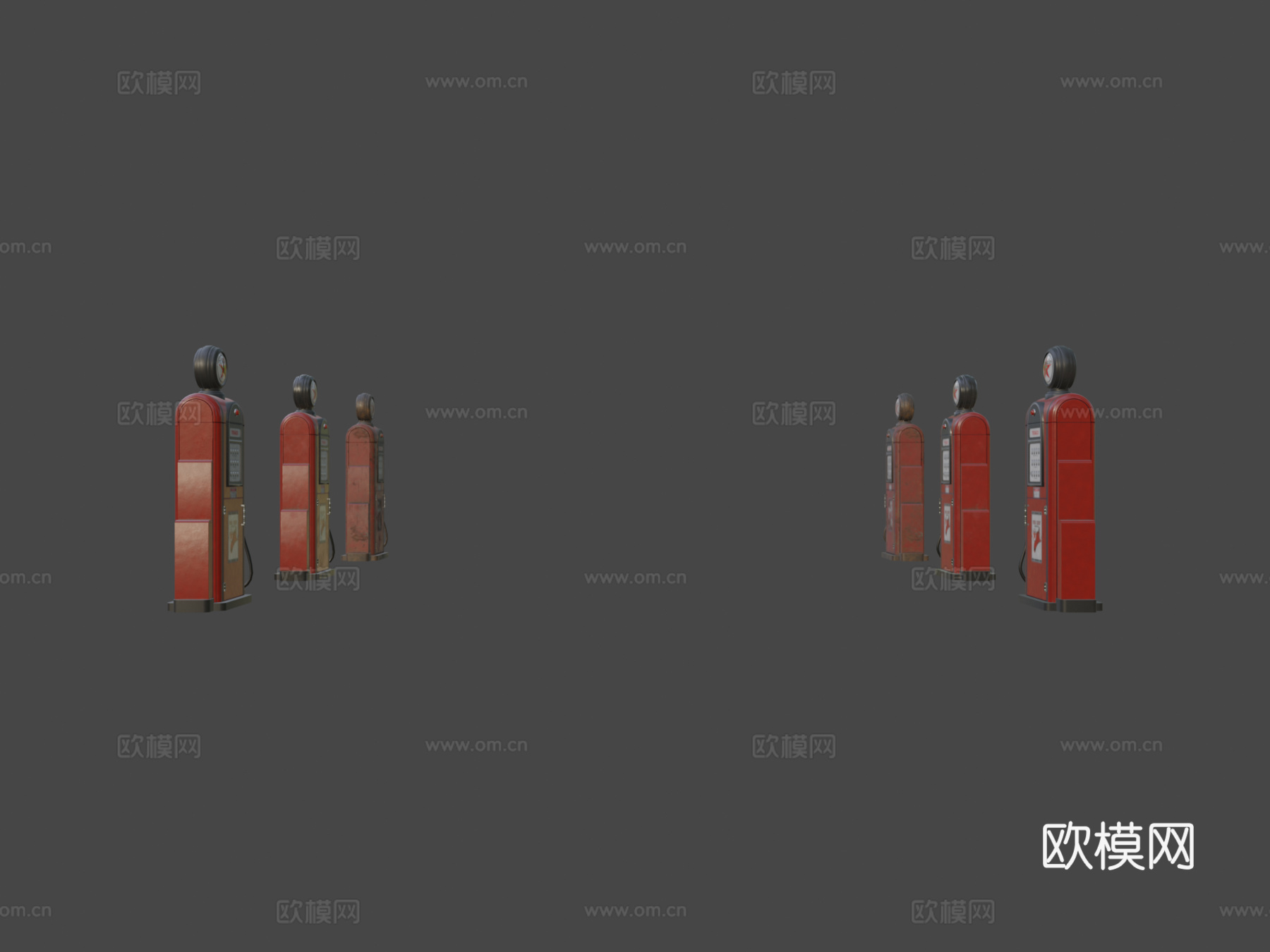 加油泵 - 德士古60年代（清洁、使用过和脏污）su模型