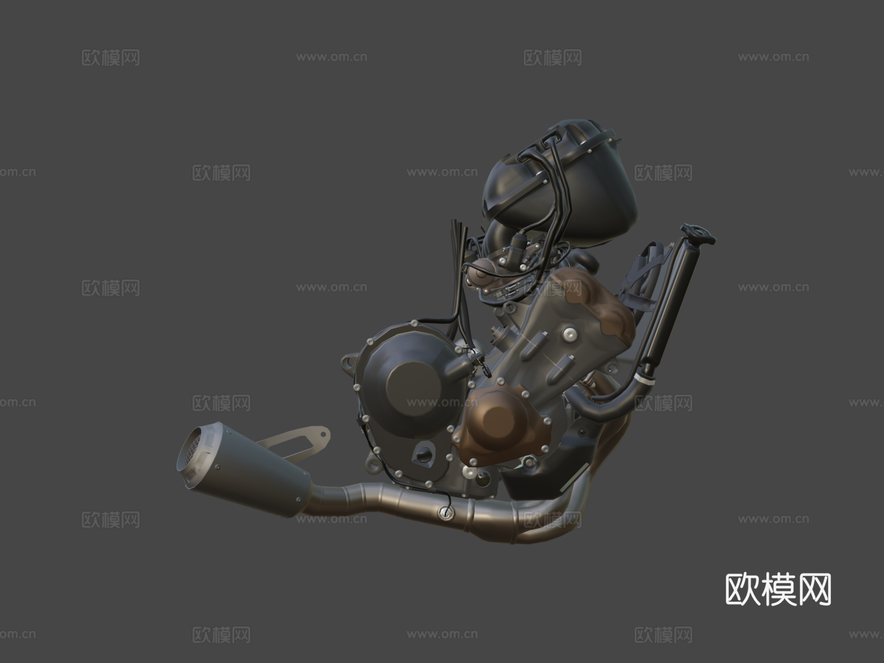 三缸摩托车发动机su模型