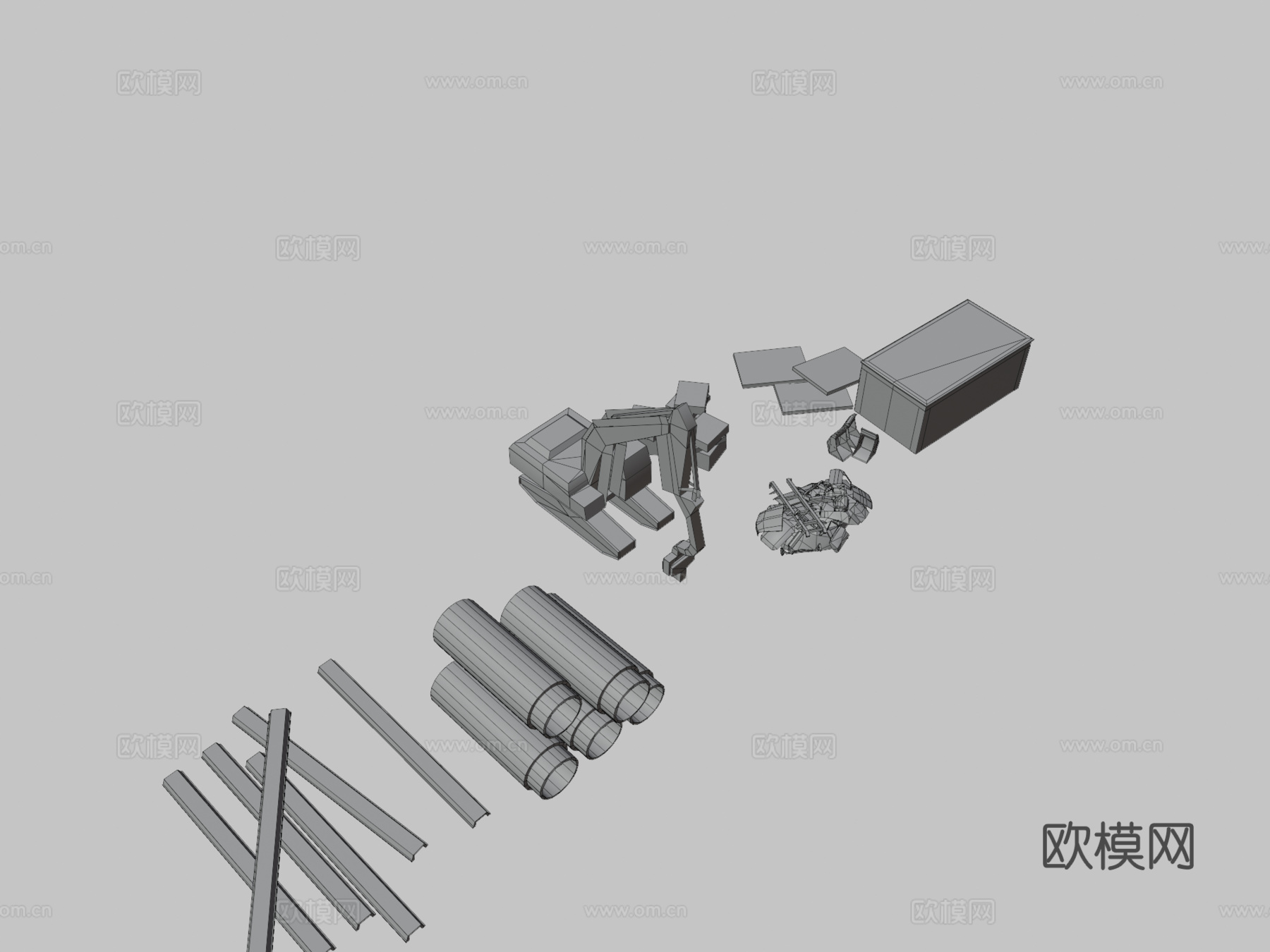 低多边形建筑资产su模型