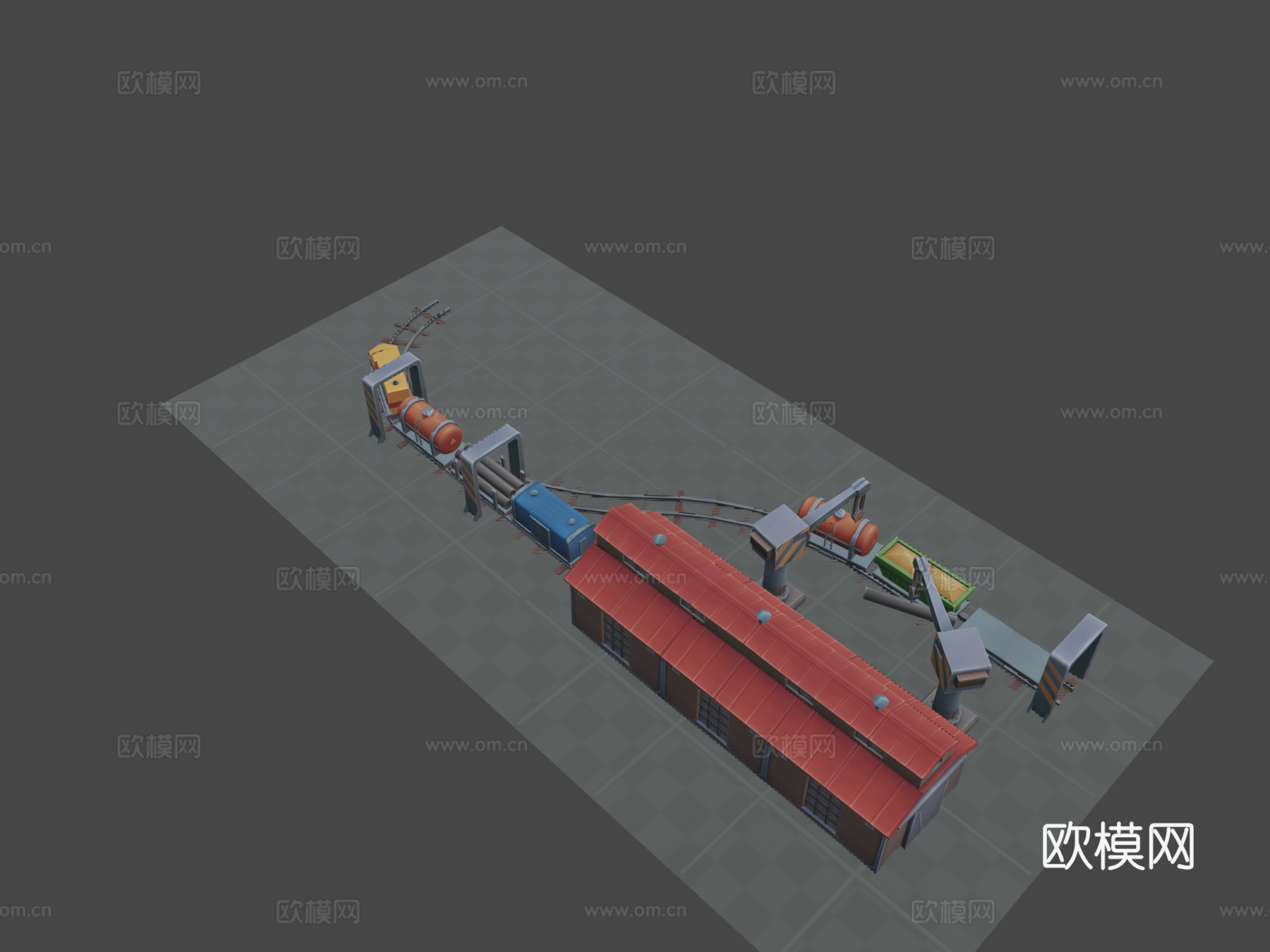 立方体火车站su模型