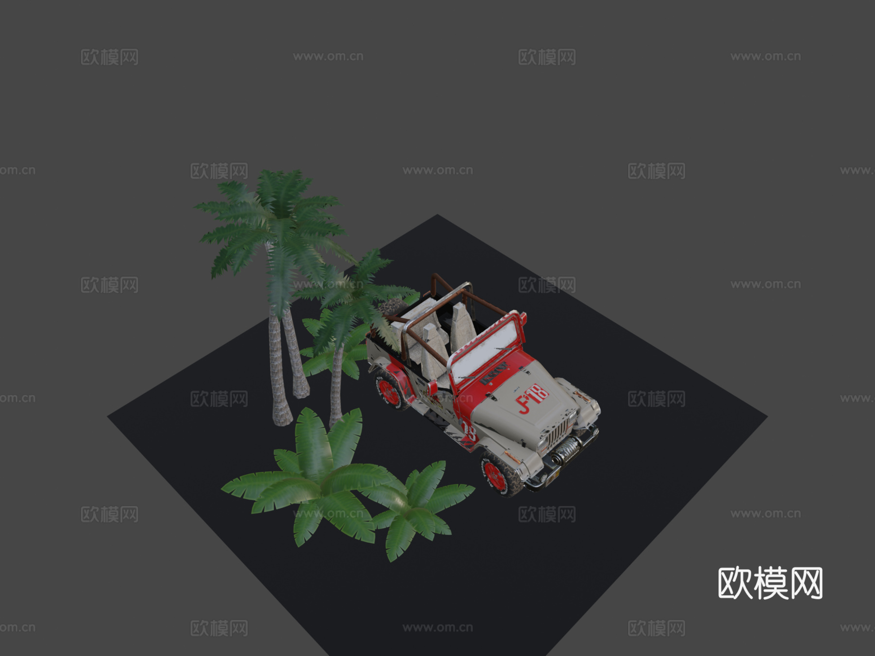 侏罗纪公园吉普18低多边形su模型