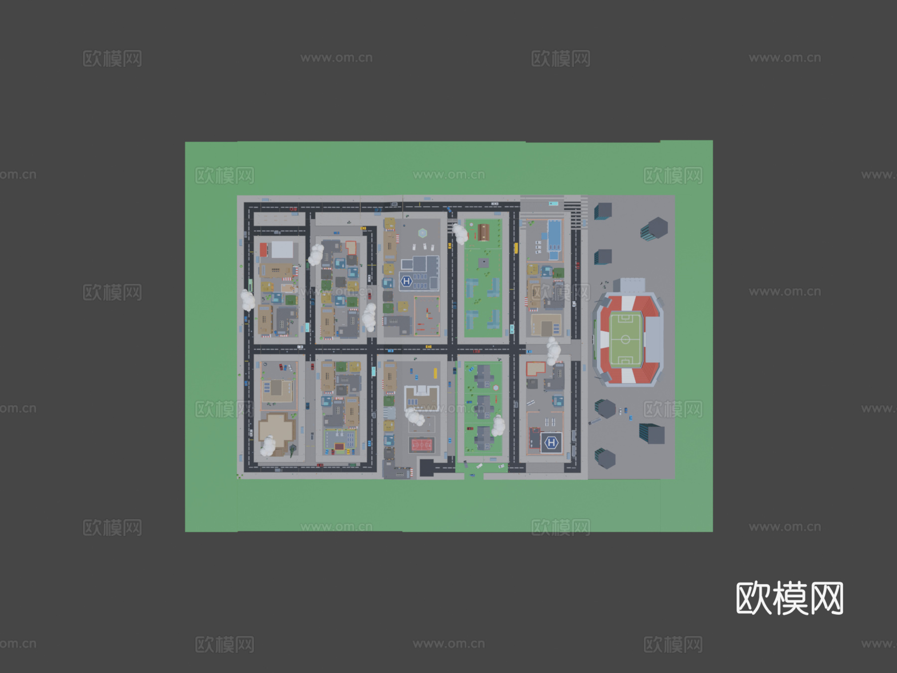 低多边形城市包su模型