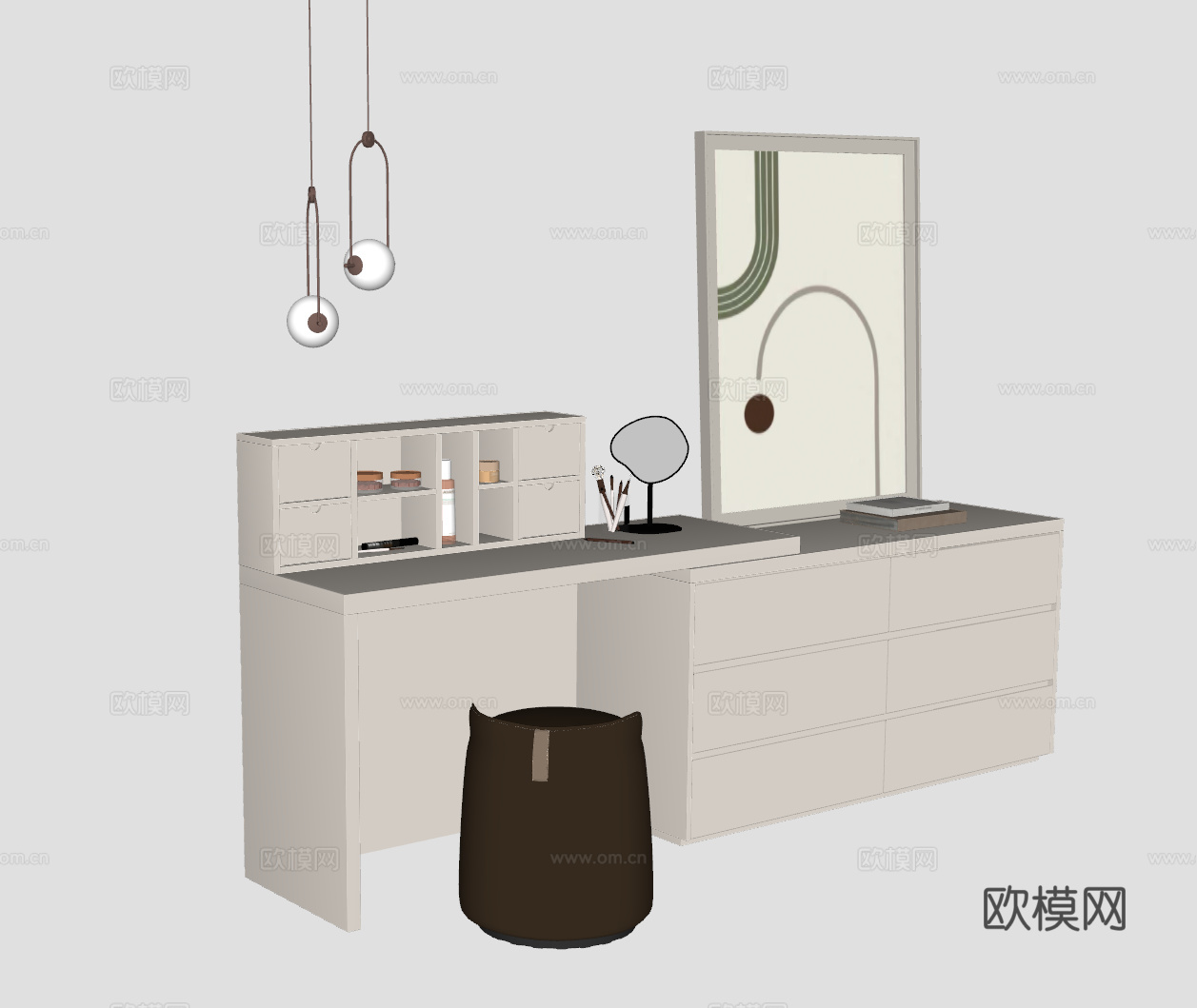 现代梳妆台su模型