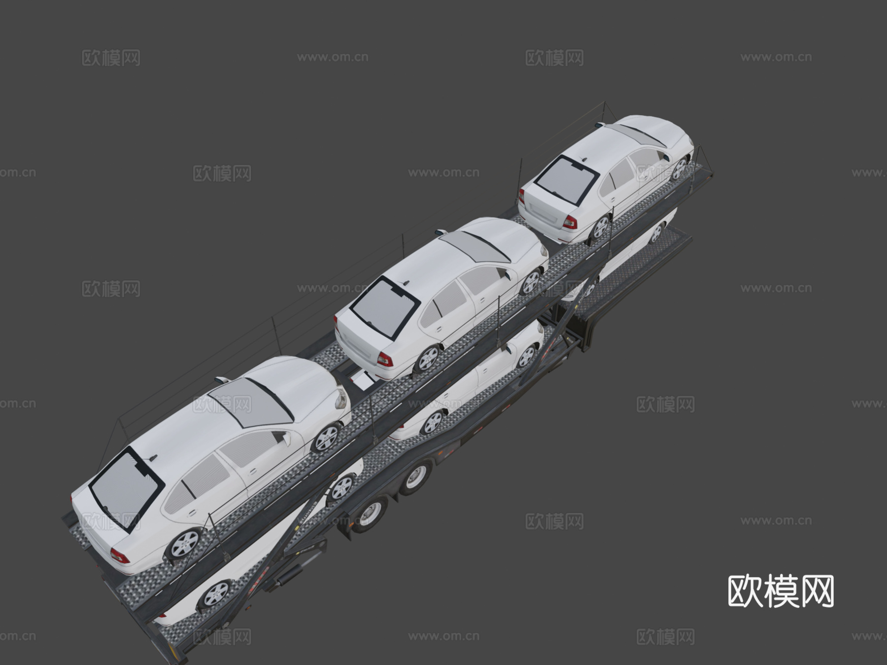 汽车运输拖车su模型