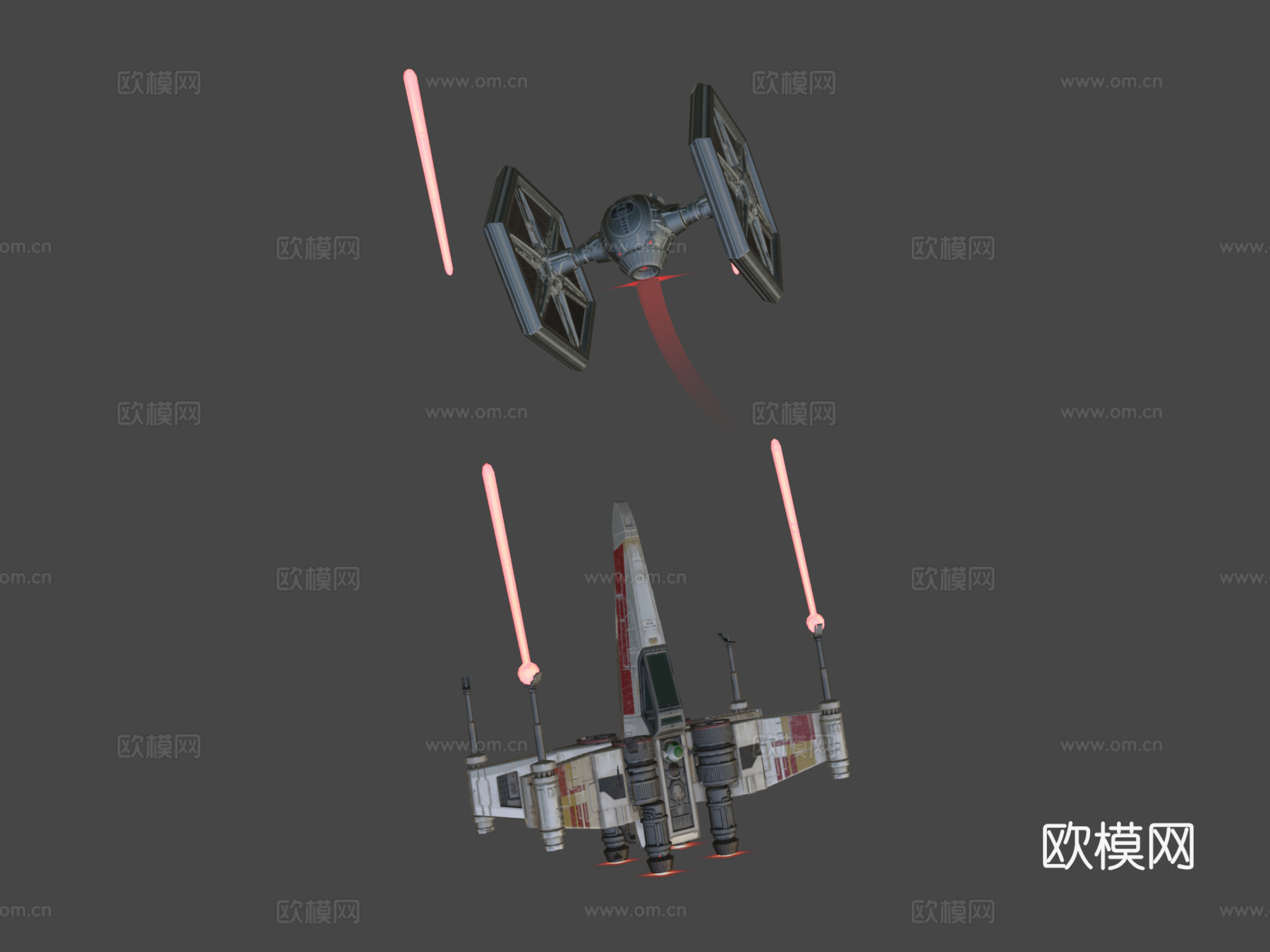 X翼战机vs钛战机su模型