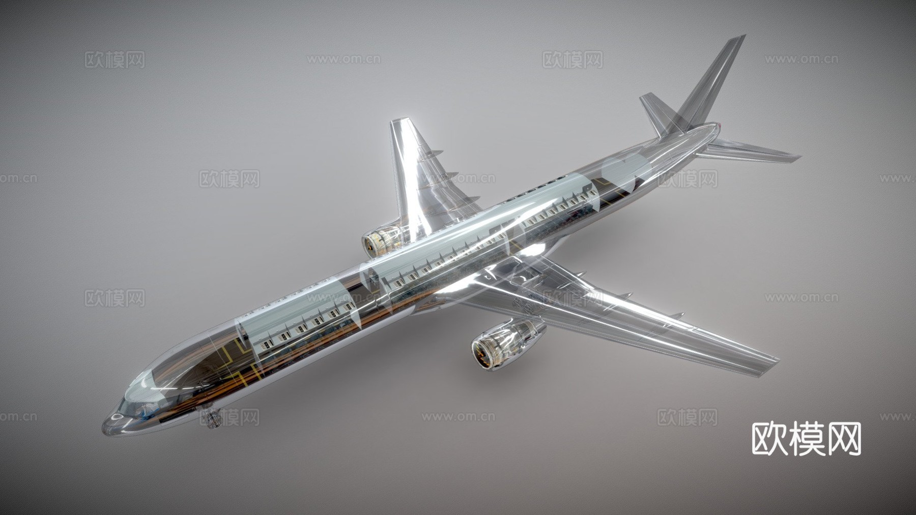 客机波音757透明su模型