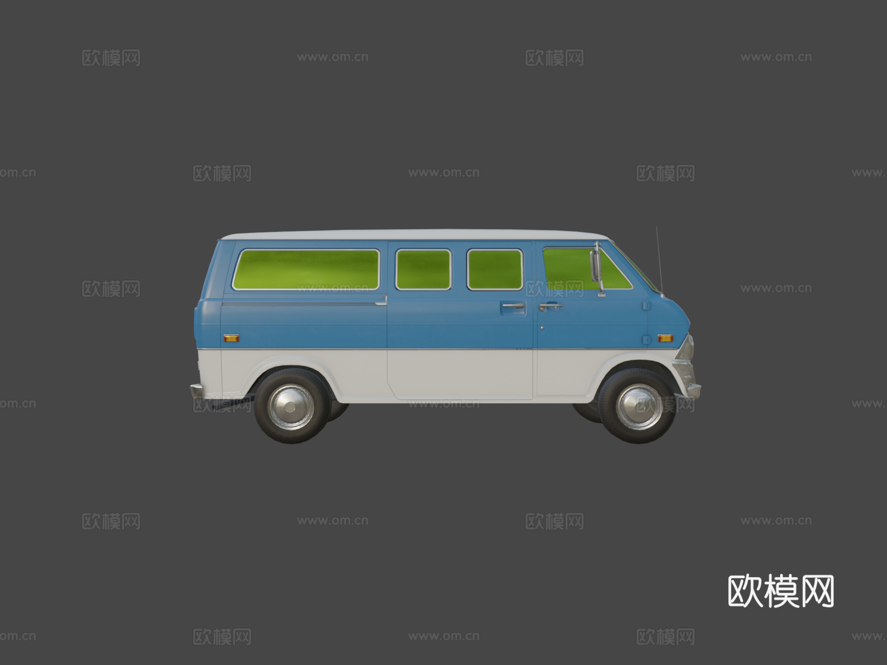 复古厢式货车su模型