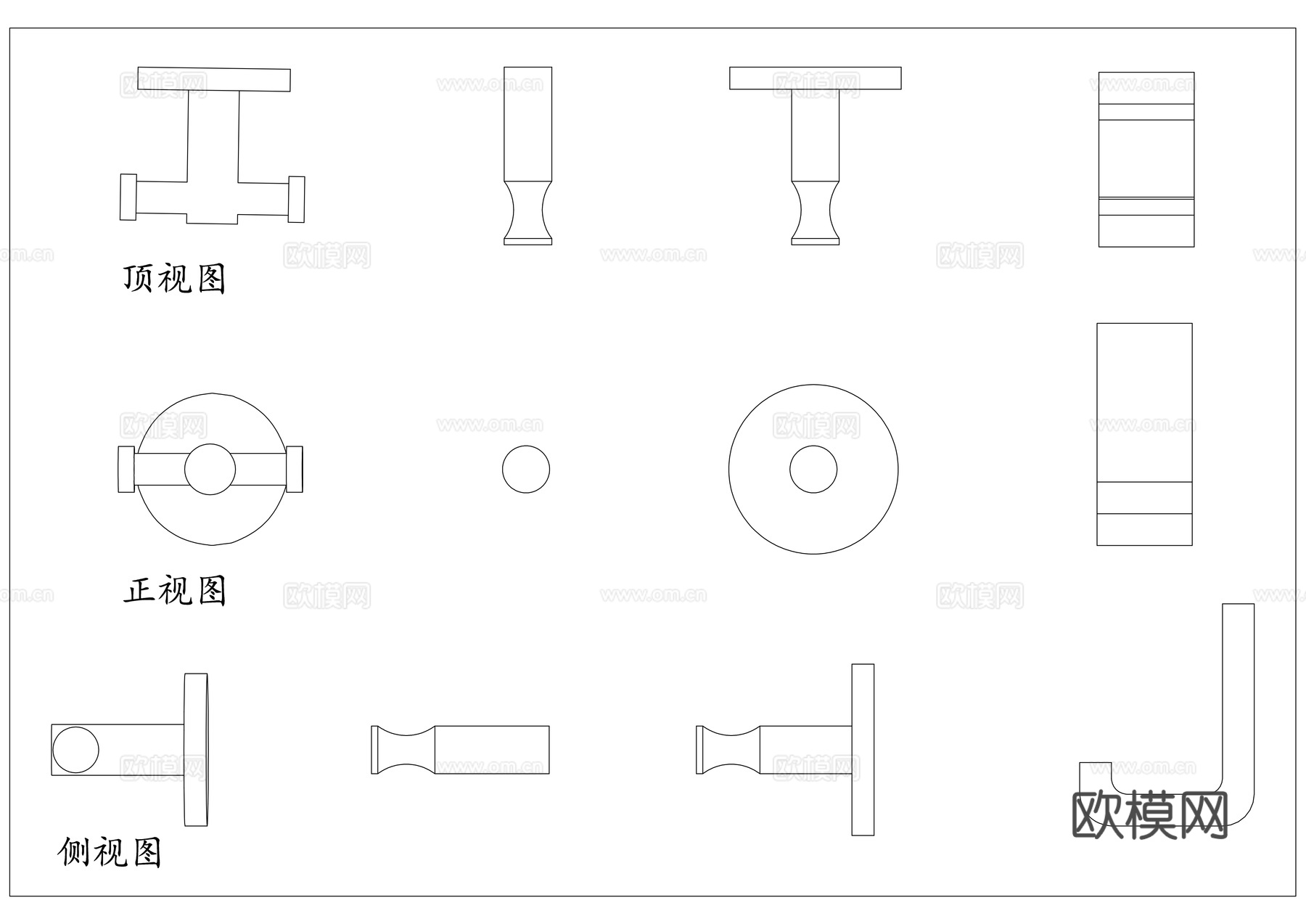 挂衣钩 衣帽钩 壁挂钩 衣物钩 挂物钩cad施工图