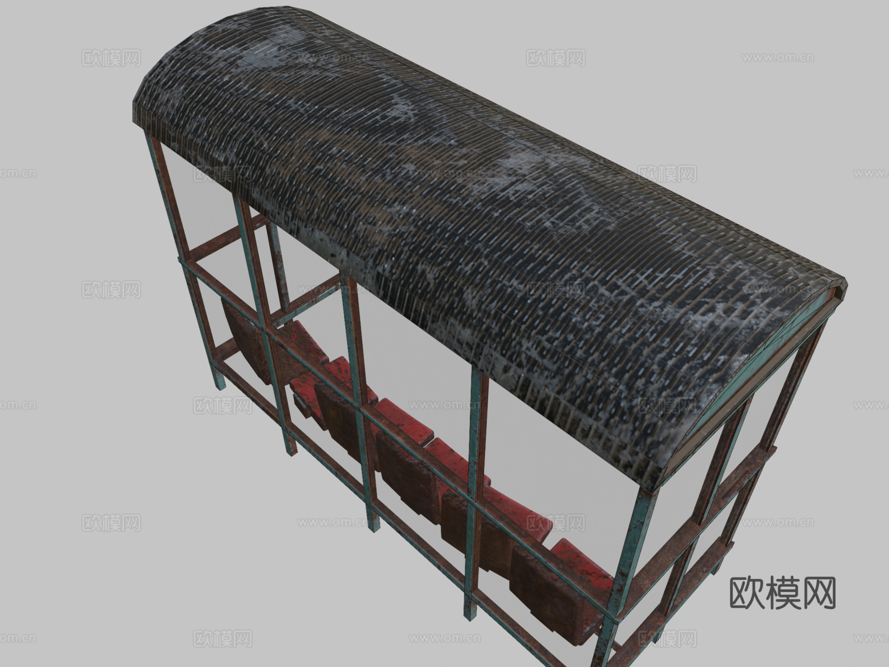 旧苏联公交车站su模型