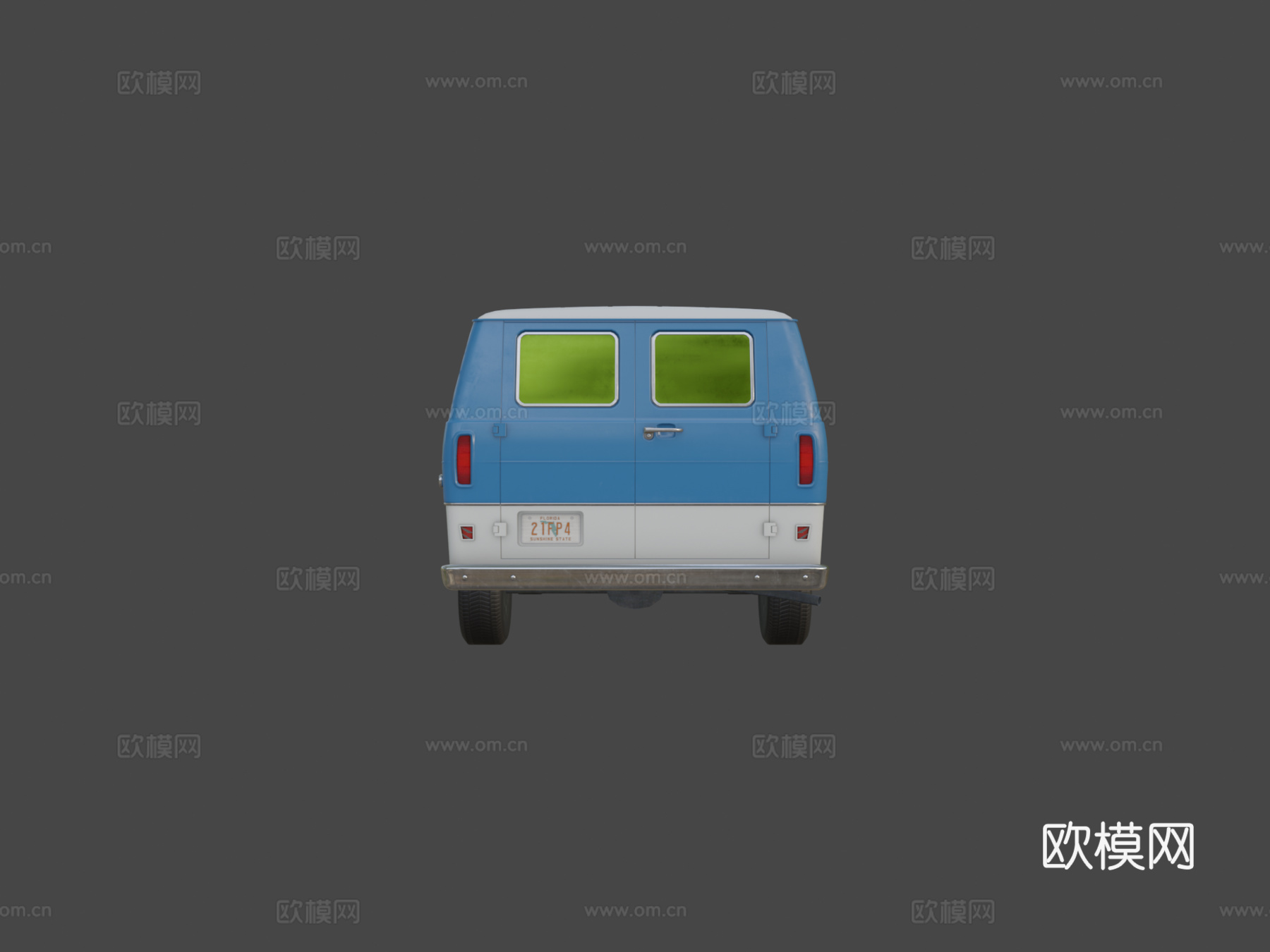 复古厢式货车su模型