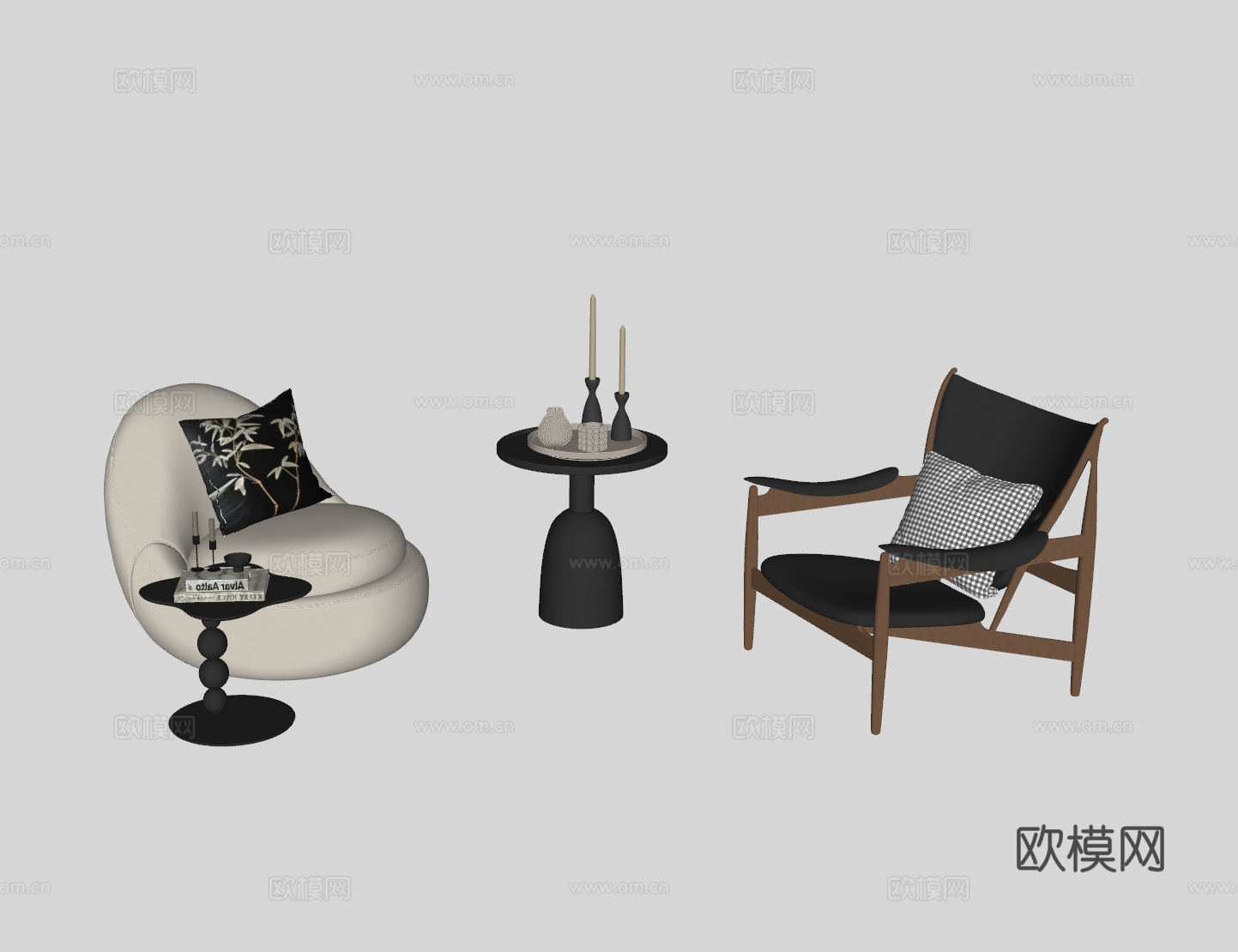 中古风休闲椅su模型