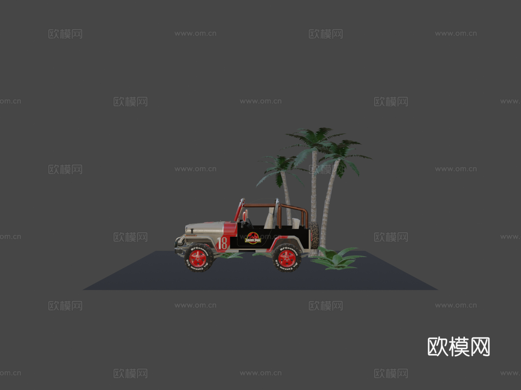 侏罗纪公园吉普18低多边形su模型