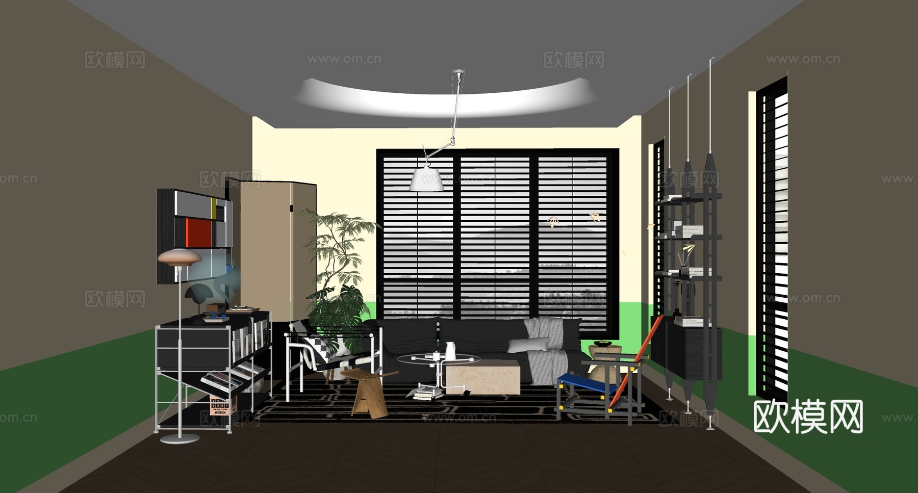 现代家居客厅 包豪斯客厅 沙发组合su模型
