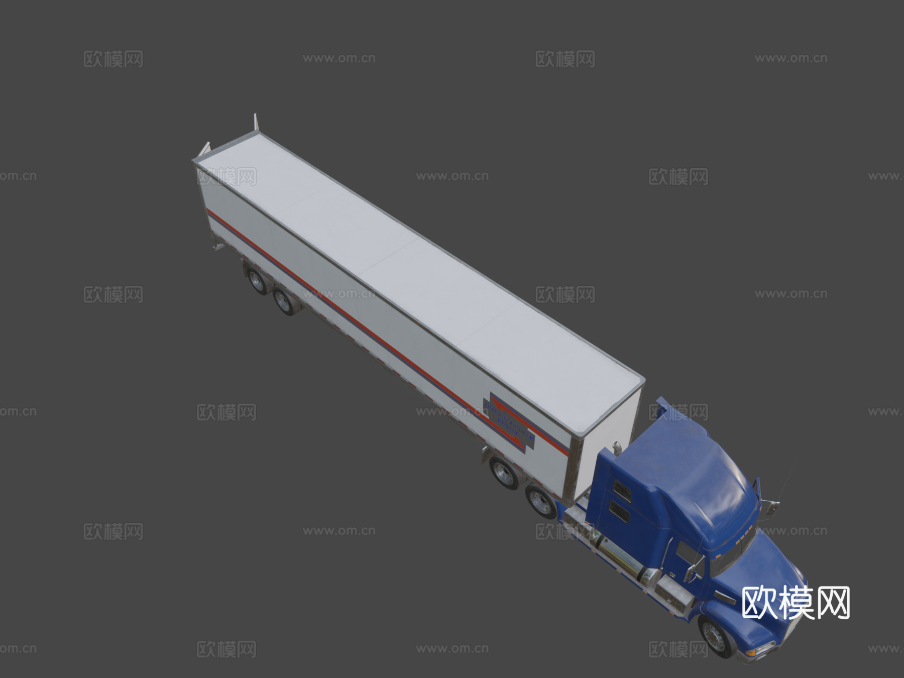 半挂车货车拖车 - 低多边形su模型