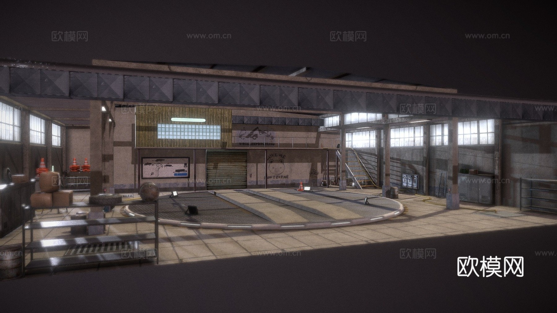 公交车车库su模型