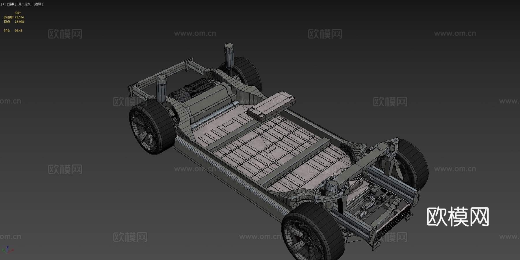 特斯拉ModelX底盘su模型