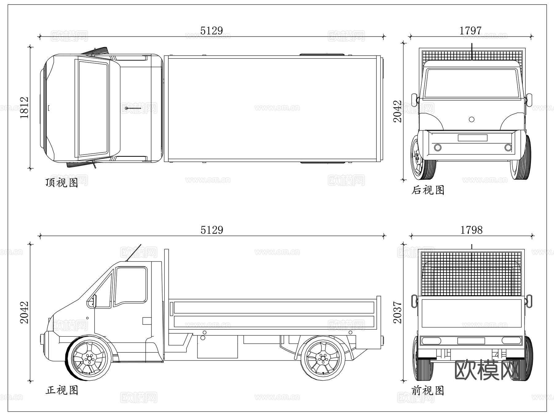 轻卡 小货车 微卡 厢式小卡 轻型货车cad施工图