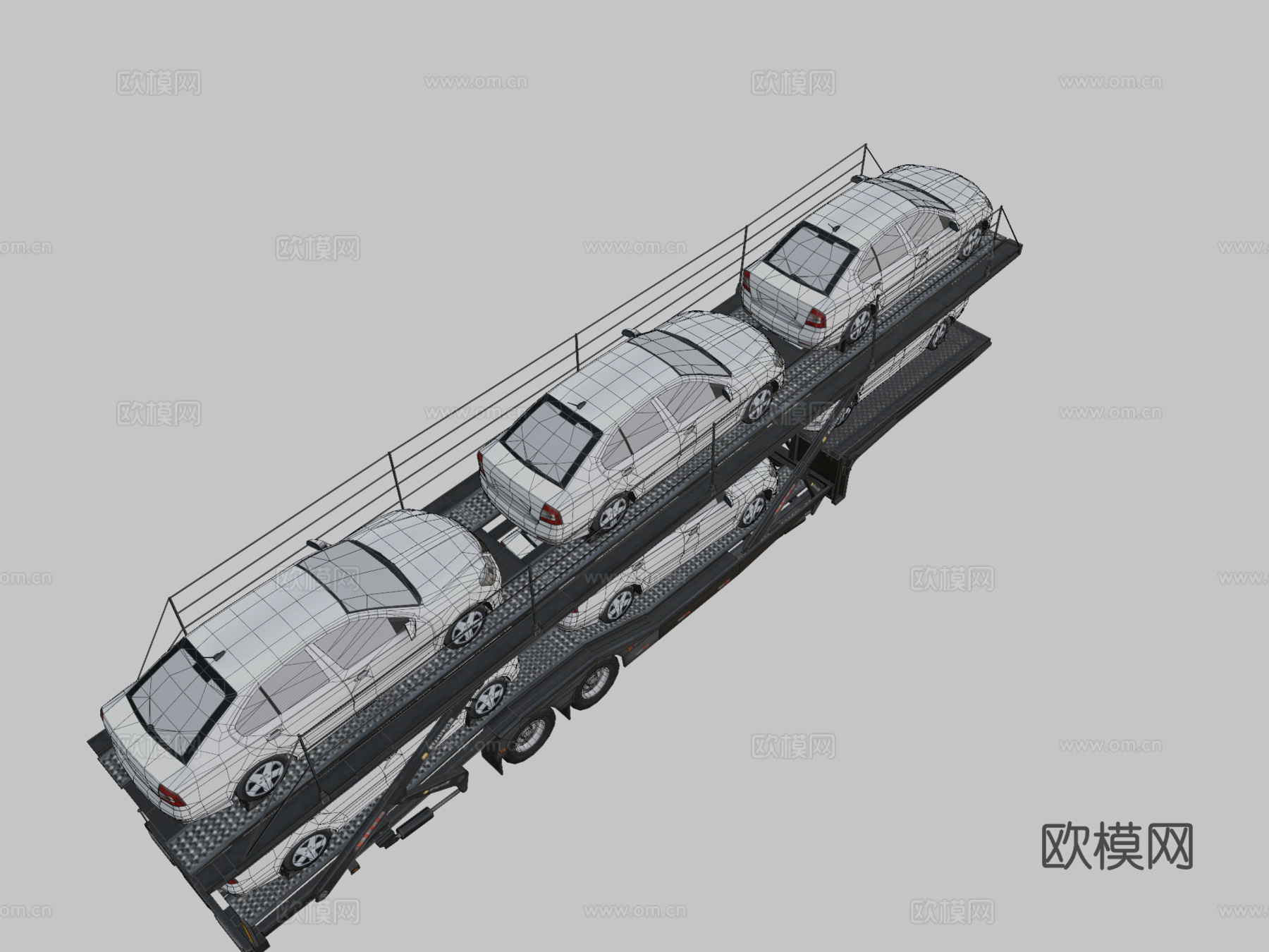 汽车运输拖车su模型